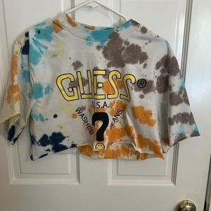 Guess Originals, Chinatown Market Tie Dyed Smiley Short Sleeve Shirt, Medium.